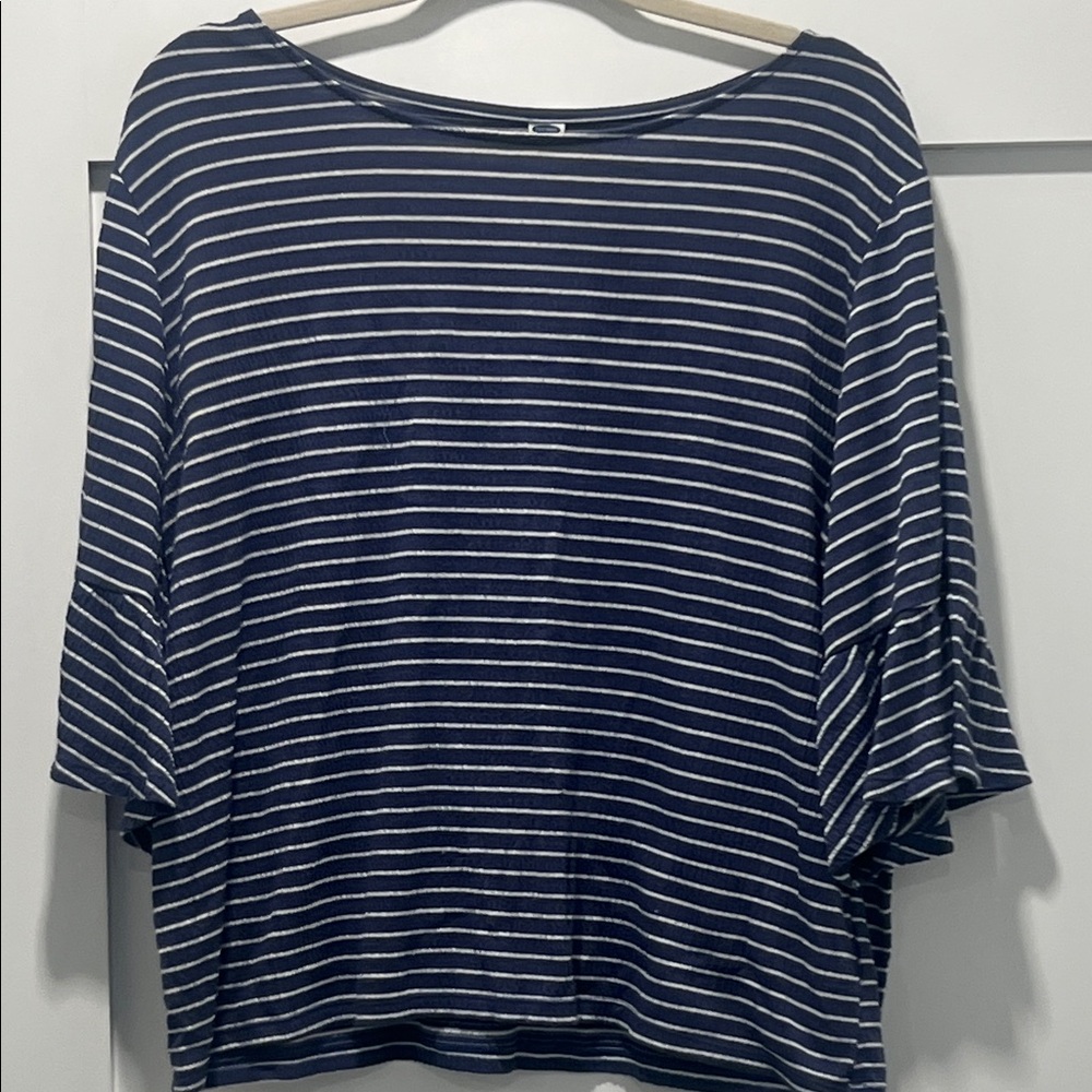 Old Navy Navy and White Striped Blouse
